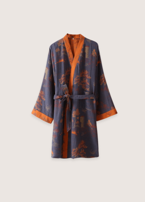 peignoir kimono homme bleu