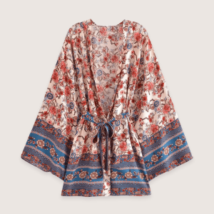 kimono court bohème abricot