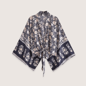 kimono bohème gris et rose