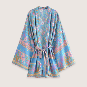 kimono court bleu rose
