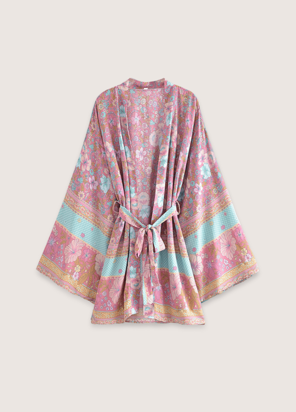 kimono court fleuri rose