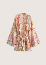 kimono court à motif floral coloré