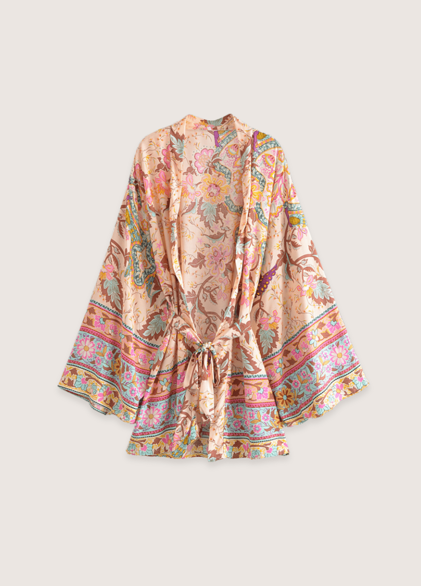 kimono court à motif floral coloré