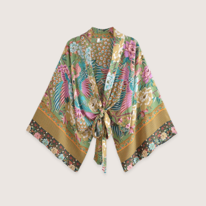 kimono court paon fleuri