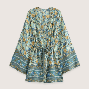 Kimono court plage imprimé floral