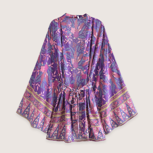 kimono court violet fleuri
