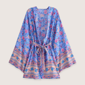 Kimono court plage Violette d'Été