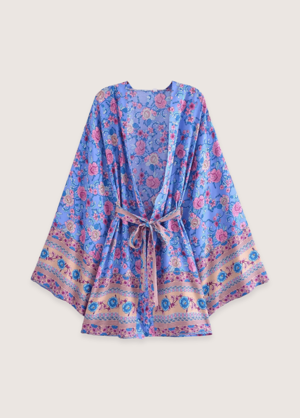 Kimono court plage Violette d'Été