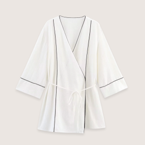 Kimono court blanc pour femme