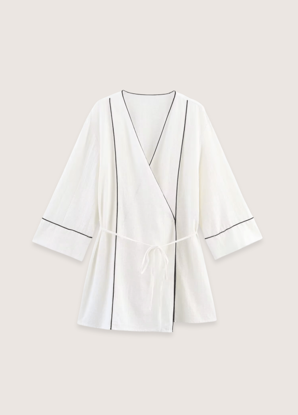 Kimono court blanc pour femme