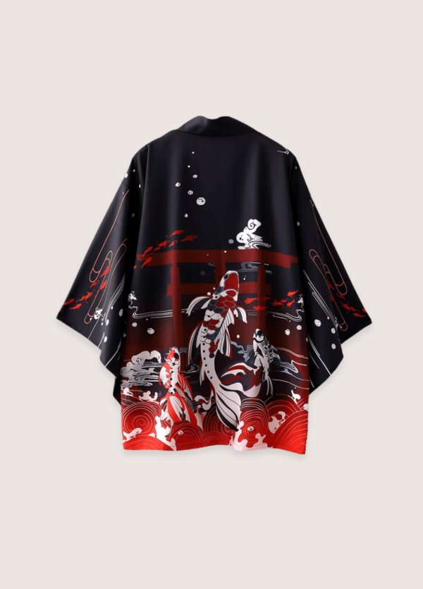 kimono japonais noir Élégance Aquatique