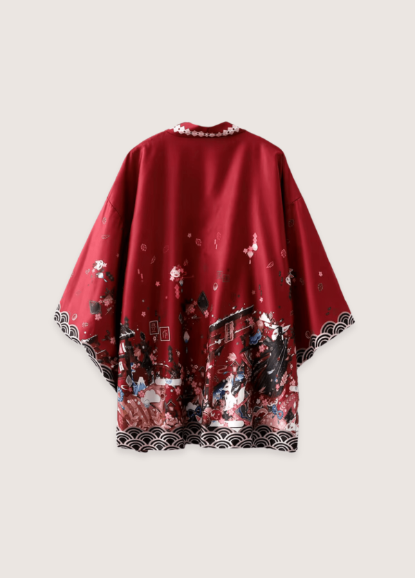Kimono japonais Rouge Mystique