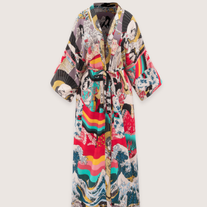 kimono long imprimé japonais