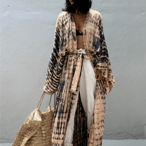 kimono long beige rosé