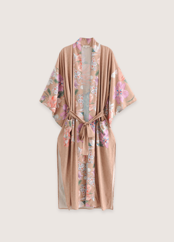 kimono long beige rosé