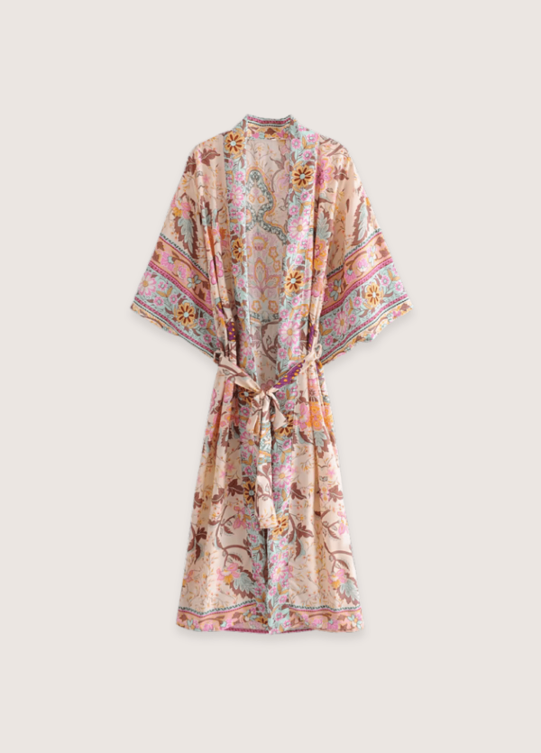 Kimono long rose pâle