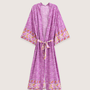 Kimono long floral fuchsia