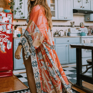 Kimono long Grue Orange