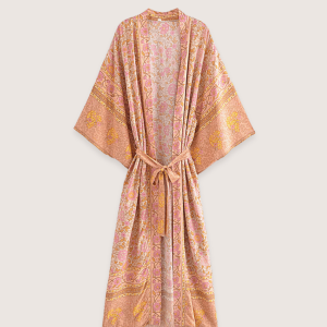 kimono long rose saumon
