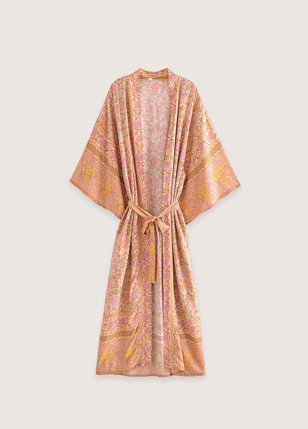 kimono long rose saumon