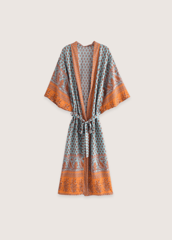 Kimono long turquoise élégant