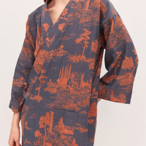peignoir kimono bleu femme