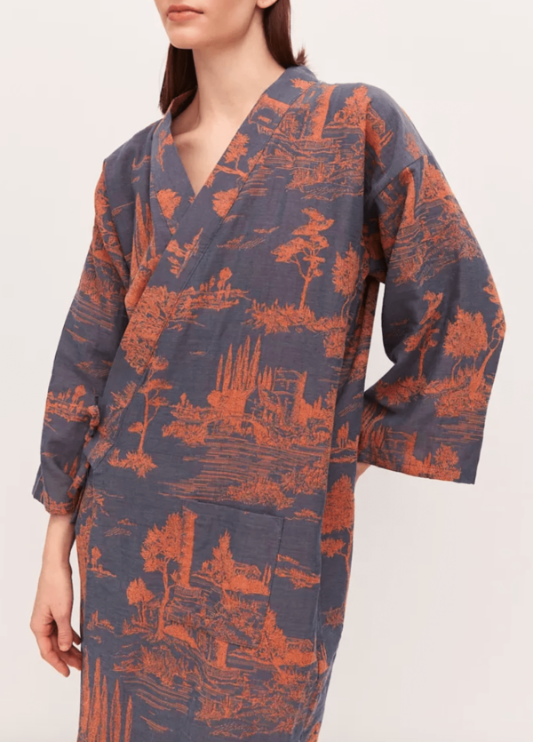 peignoir kimono bleu femme