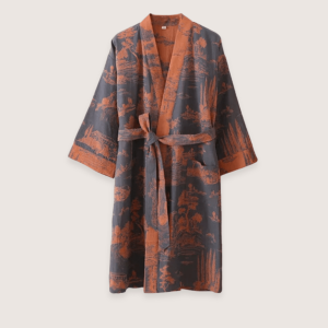 Peignoir kimono bleu femme