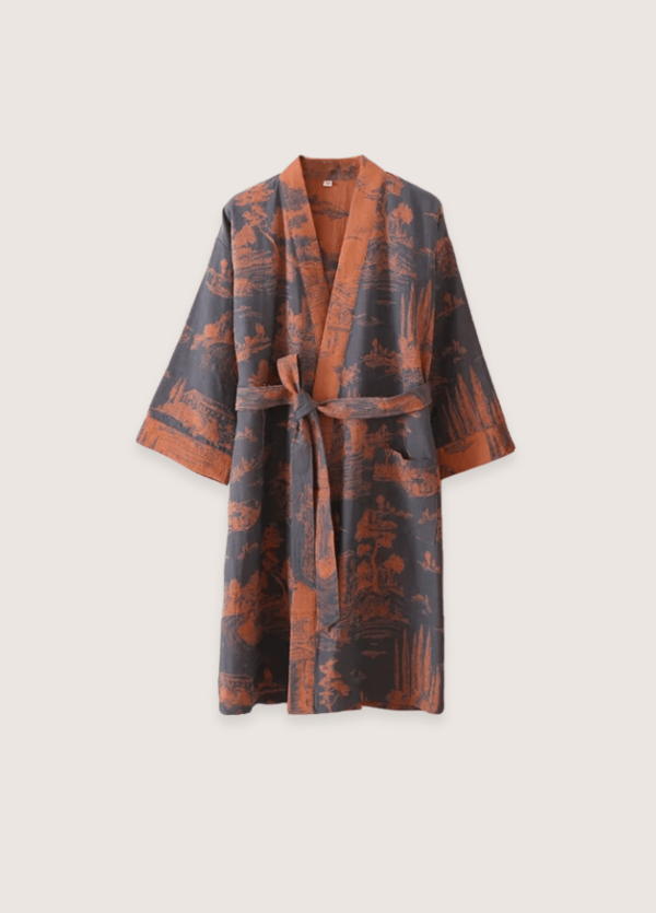 Peignoir kimono bleu femme