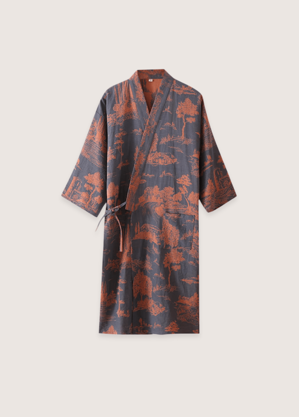 peignoir kimono bleu