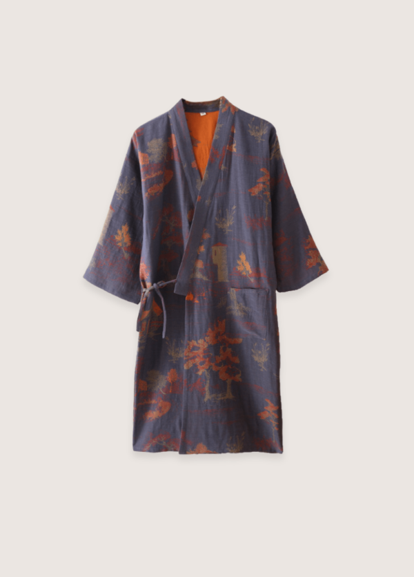 peignoir kimono bleu
