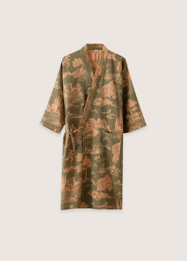 peignoir kimono vert homme élégant