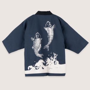 veste kimono bleu