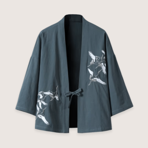 veste kimono bleu gris
