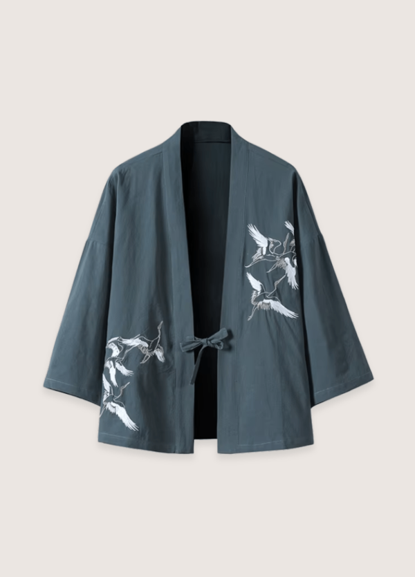 veste kimono bleu gris