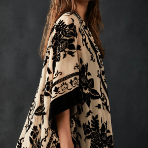 veste kimono crème et noir