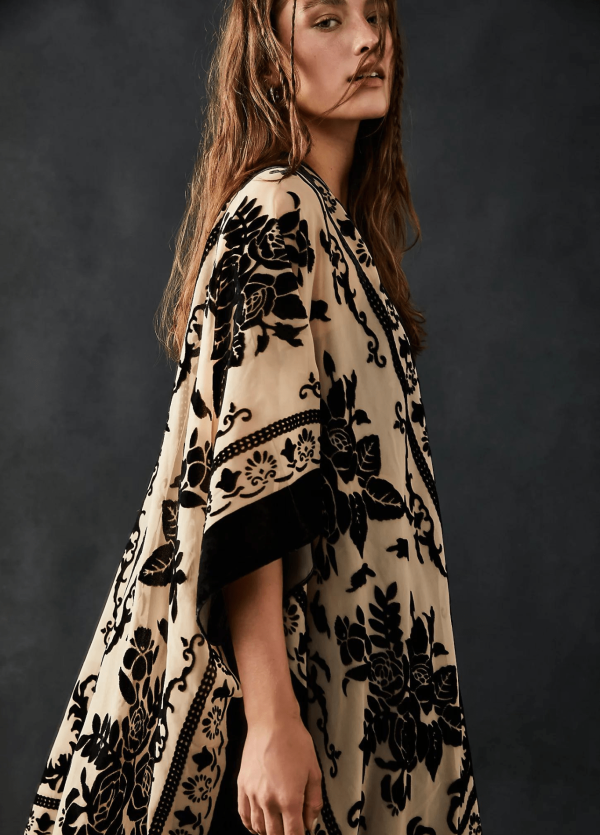 veste kimono crème et noir
