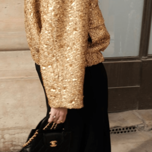 veste kimono doré à paillettes