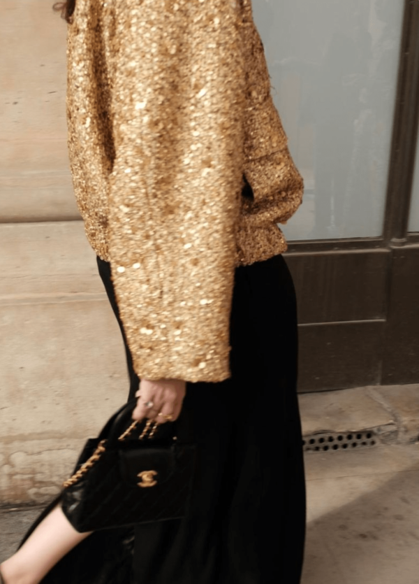 veste kimono doré à paillettes