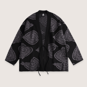 veste kimono noir motifs Paisley