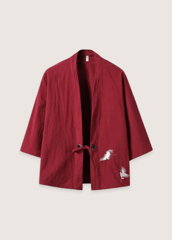 veste kimono rouge en lin